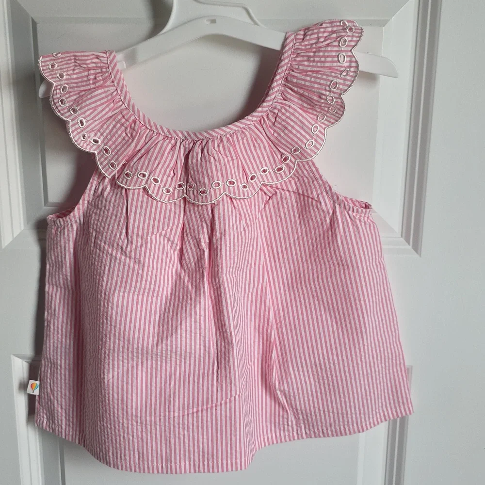 Adventurewear360 Pink Seersucker And Ruffled Lace Outfit Kids Size 5 NWT - Picture 5 of 9